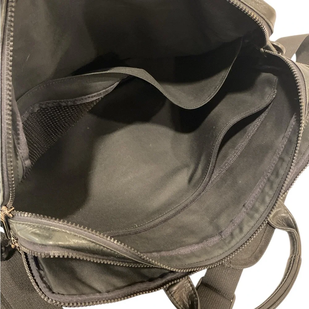 Bellino Nero Black Genuine Leather Full Size Laptop Briefcase Bag - Like New